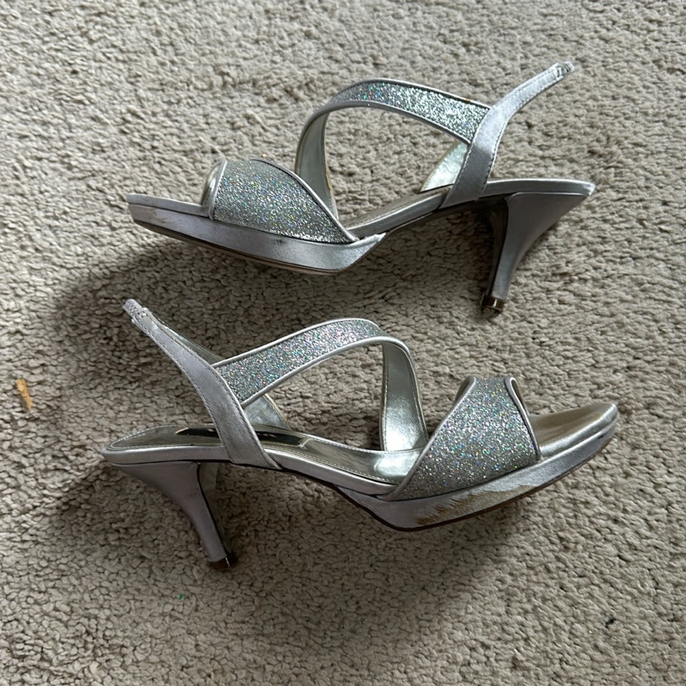 Sparkly silver heels